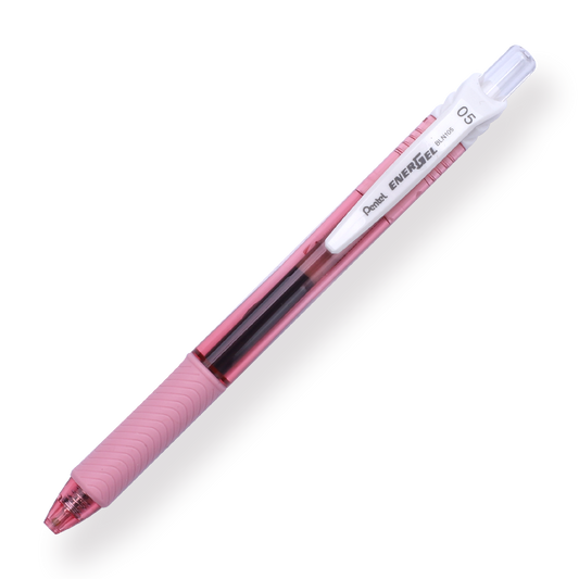 Pentel EnerGel-X Gel Pen - Needle-Point - 0.5 mm - Black (Pink Body) - Stationery Pal