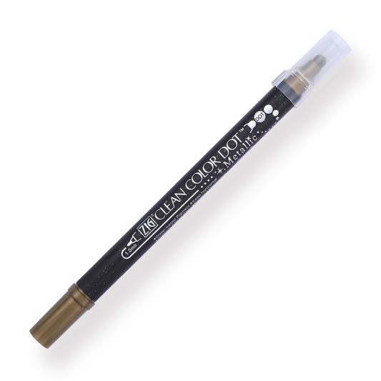 Kuretake Zig Clean Colour Dot Metallic Double-Sided Marker - Gold 101 - Stationery Pal