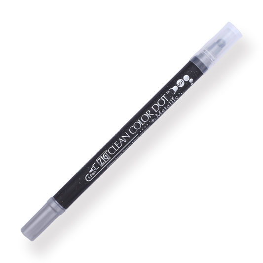 Kuretake Zig Clean Colour Dot Metallic Double-Sided Marker - Silver 102 - Stationery Pal