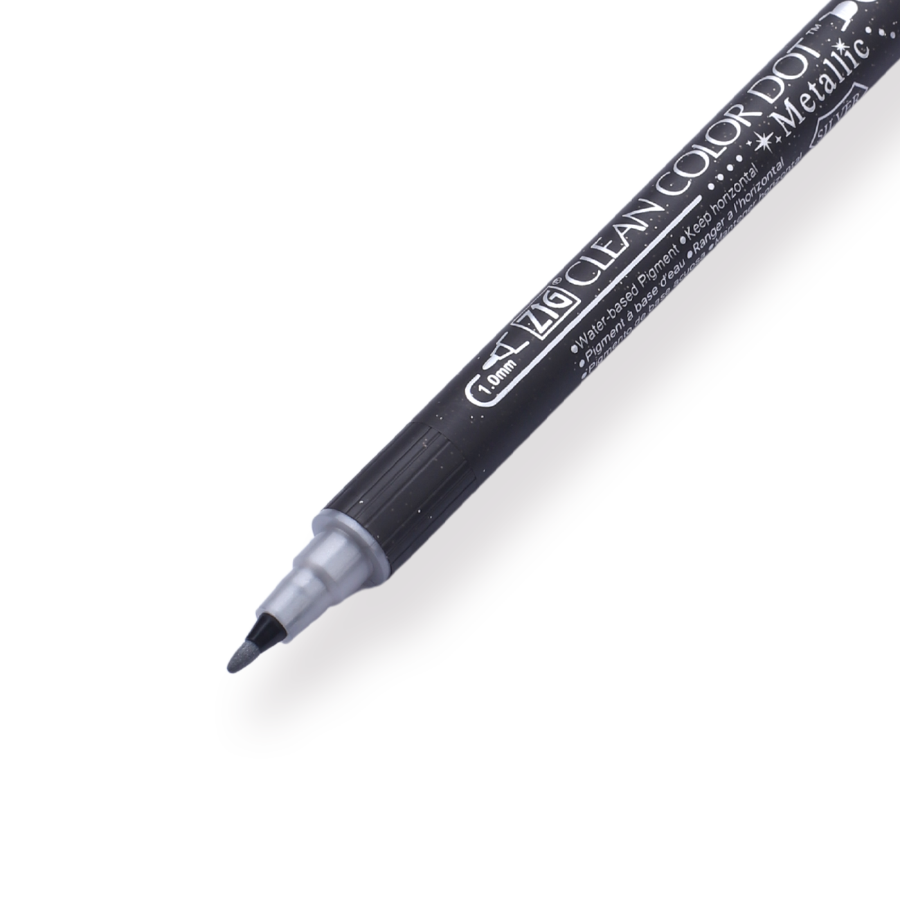 Kuretake Zig Clean Colour Dot Metallic Double-Sided Marker - Silver 102 - Stationery Pal