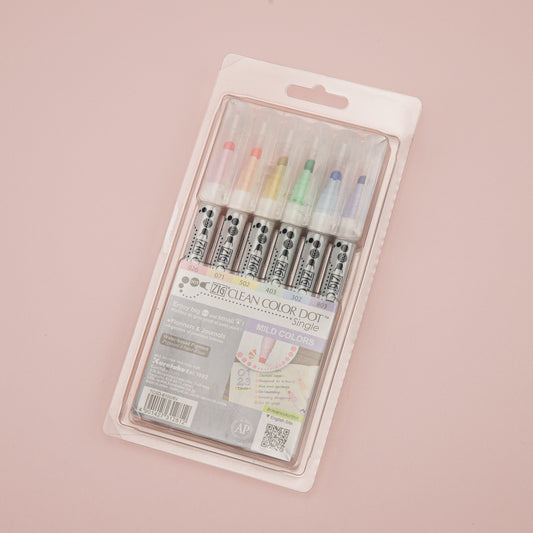 Kuretake Zig Clean Colour Dot Single Marker -  6 Colors Set - Stationery Pal