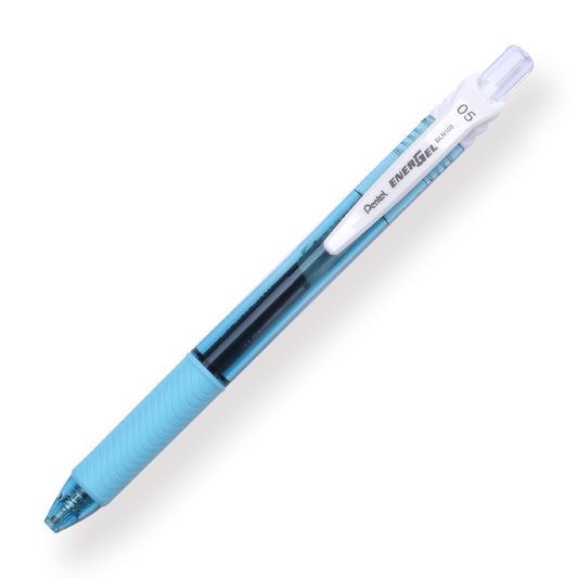 Pentel EnerGel-X Gel Pen - Needle-Point - 0.5 mm - Black (Light Blue Body) - Stationery Pal