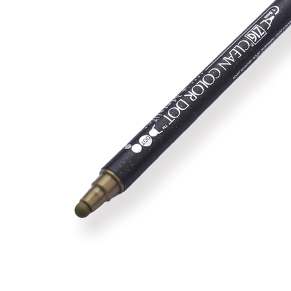 Kuretake Zig Clean Colour Dot Metallic Double-Sided Marker - Gold 101 - Stationery Pal
